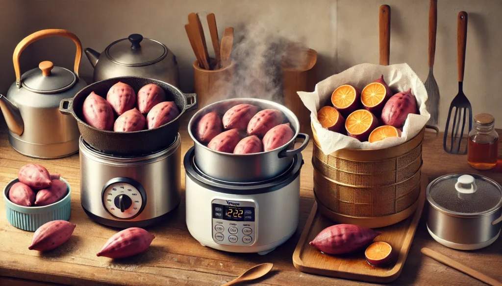 フライパン・レンジ・炊飯器で作るさつまいもの蒸し方で蒸し器なし