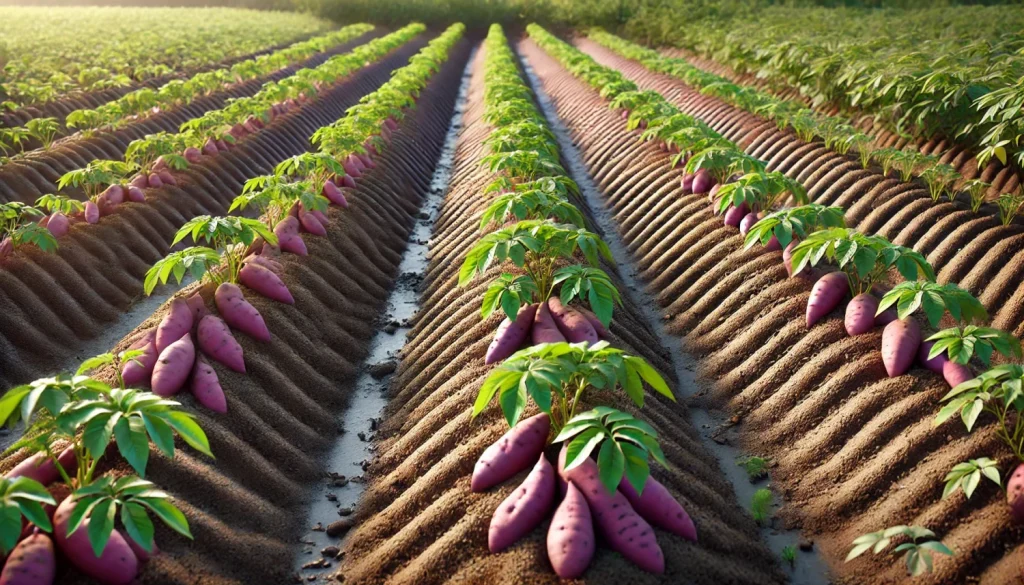 畝高30cmで芋の生育を促す