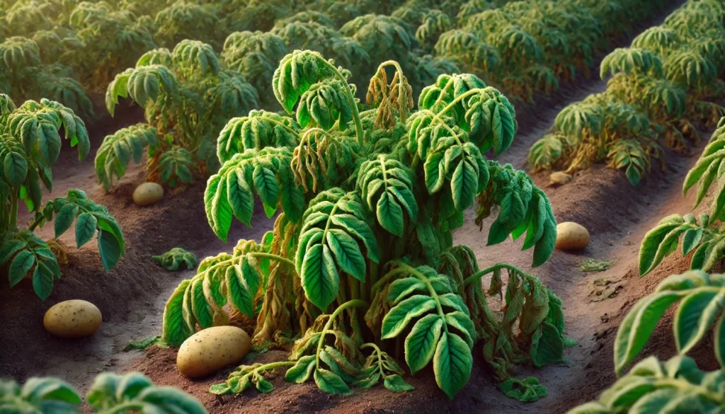 葉が青いまましおれる青枯病