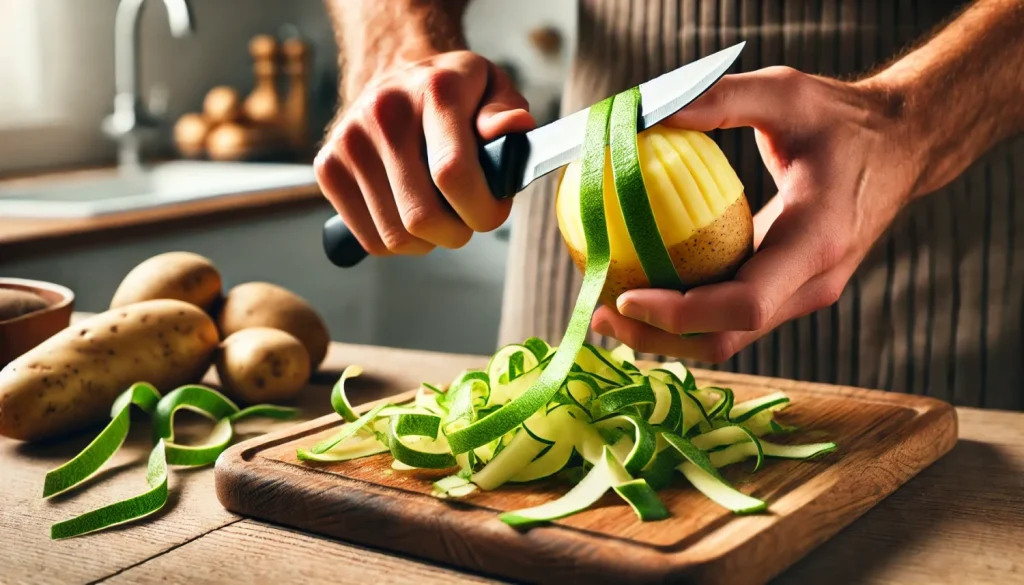 緑がかった部分の切り取り・皮むき方