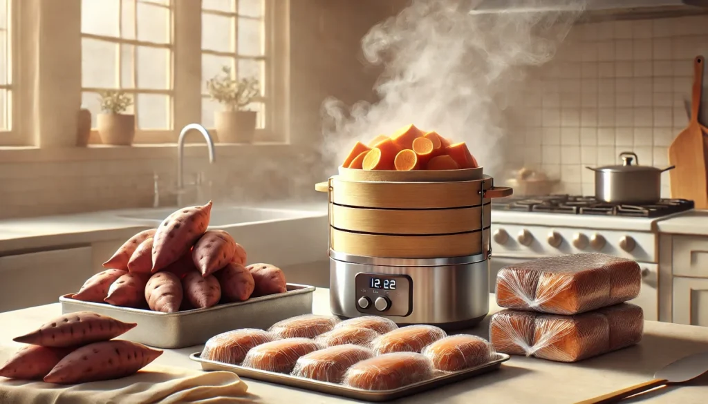 蒸したさつまいもを美味しく冷凍